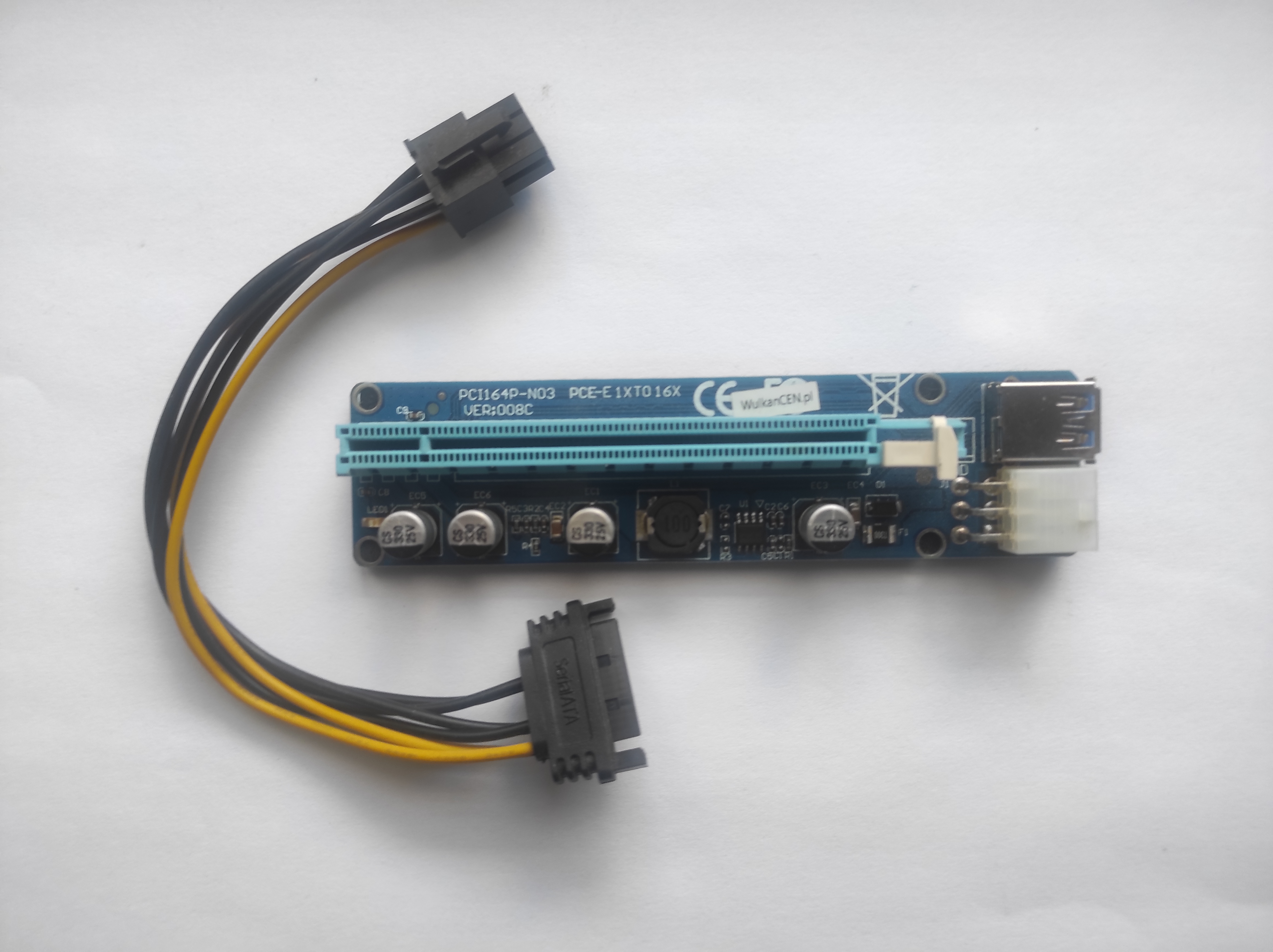 Riser PCIe x1 do x16 z przewodem zasilającym PCI164P-N03